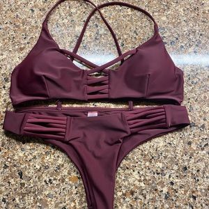 Zaful maroon swim suit
